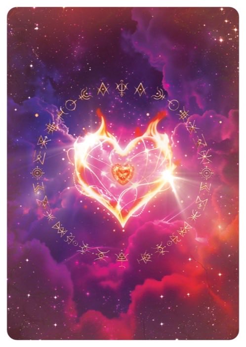 The Mirror and The Flame heart and flame card artwork